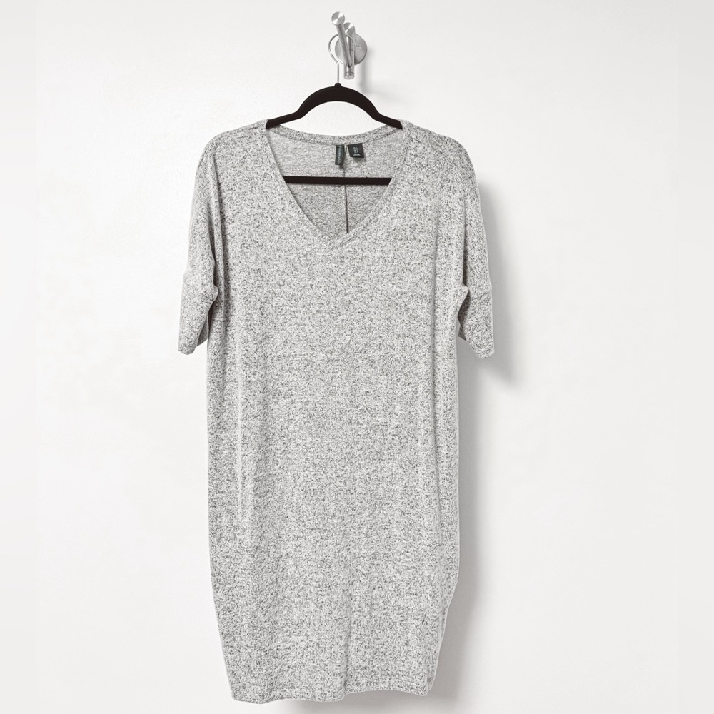 Paraphrase Fall Prep Casual Chic Quart Sleeve Sweater Tunic Dress‎ Heather Gray